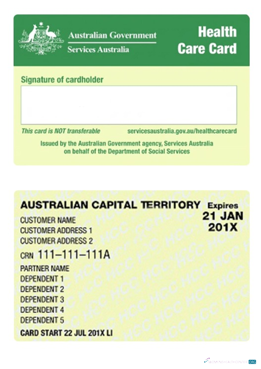 Download Australia health care card Photoshop template